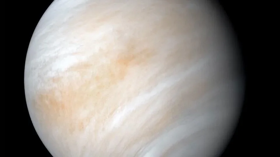 NASA's Mariner 10 spacecraft captured this view of Venus in the 1970s wrapped in a dense, global cloud layer.