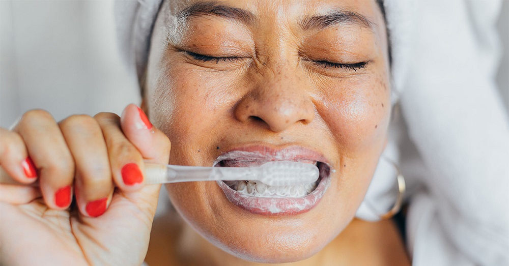 Let the brush do the work for you, and focus on making gentle circular motions around each tooth.