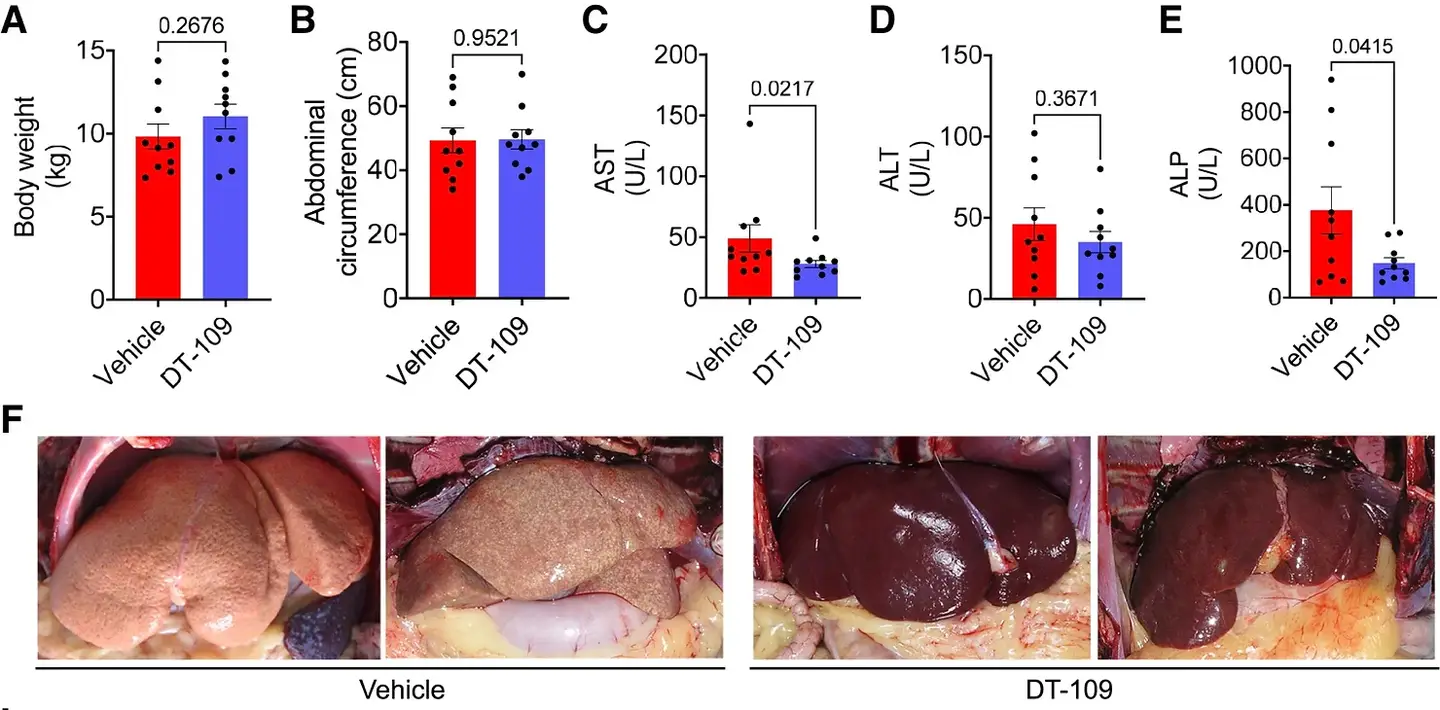 DT-109 reverses diet-induced steatosis and prevents inflammation and fibrosis progression in the livers from nonhuman primates with established NASH