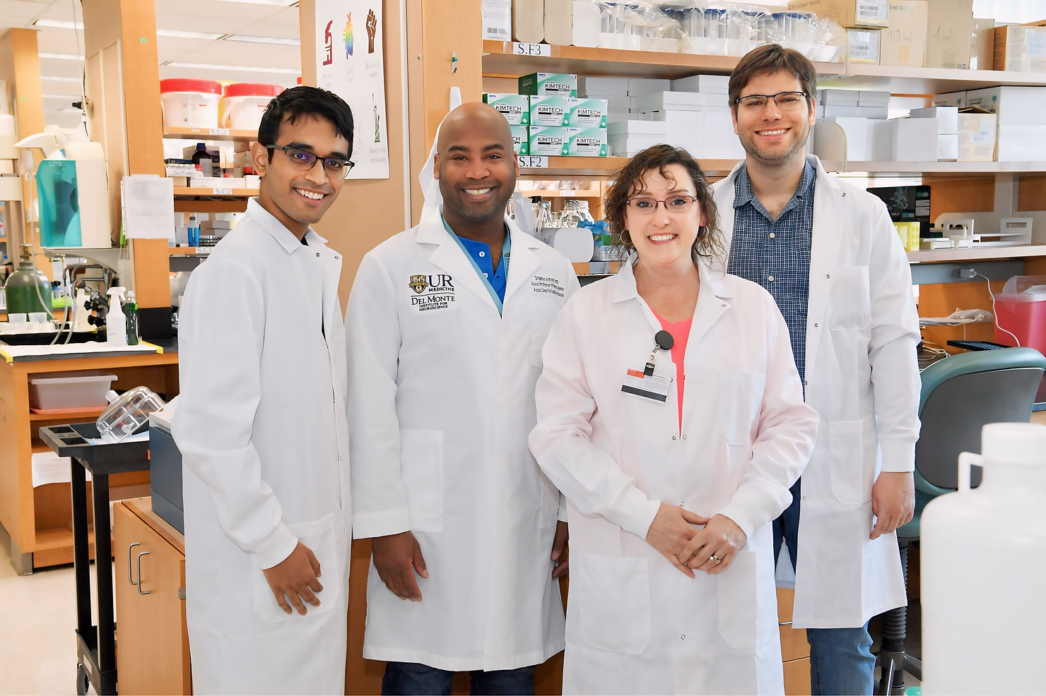 From left: Siddharth Chittaranjan, Nathan A. Smith, MS, PhD, Tracy Bubel, MS, and Bartosz Kula, PhD, who is the first author of this research paper. 