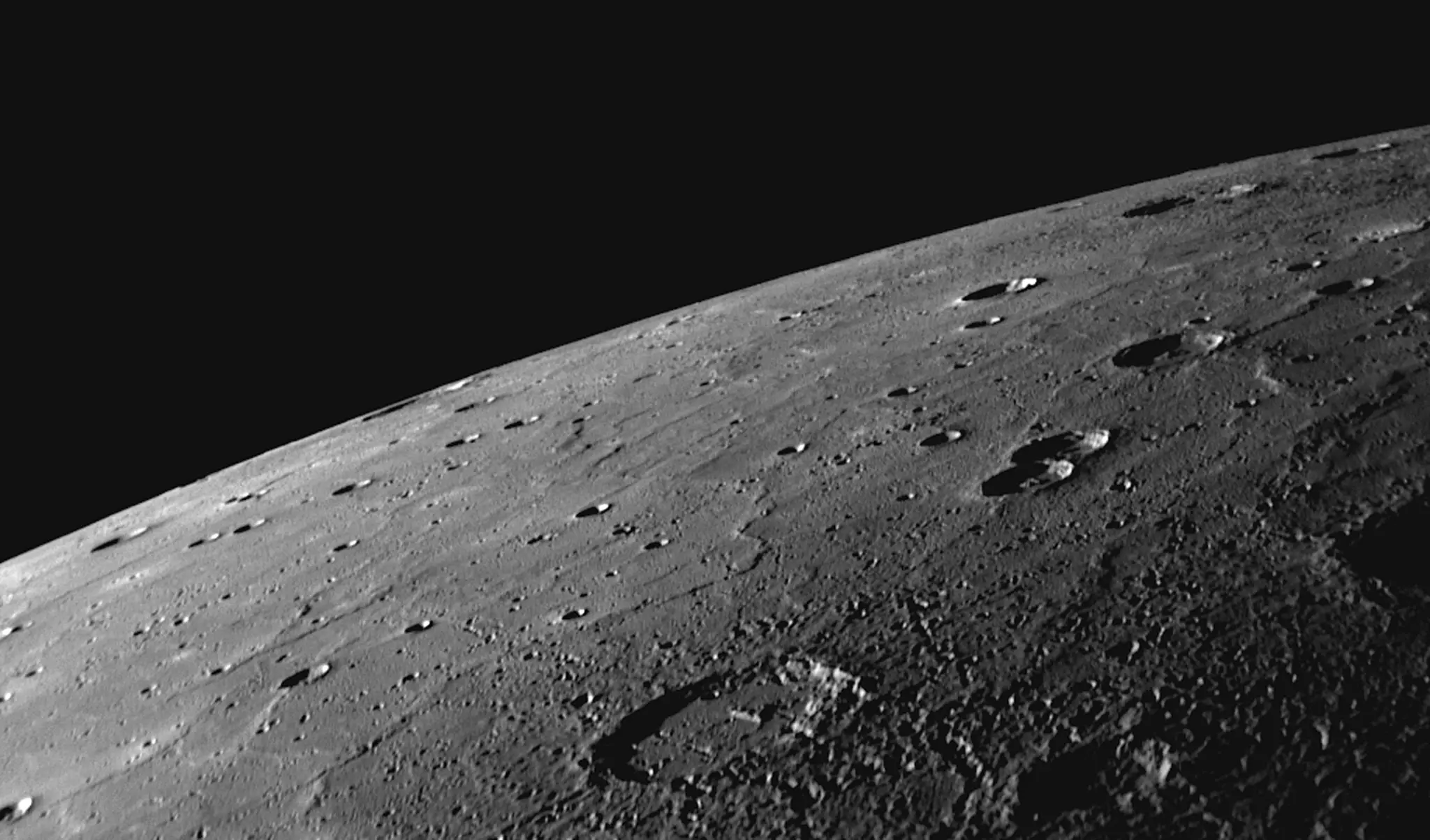 NASA image from September 29, 2009, shows Mercury's surface snapped by the Messenger spacecraft during its third fly-by. 
