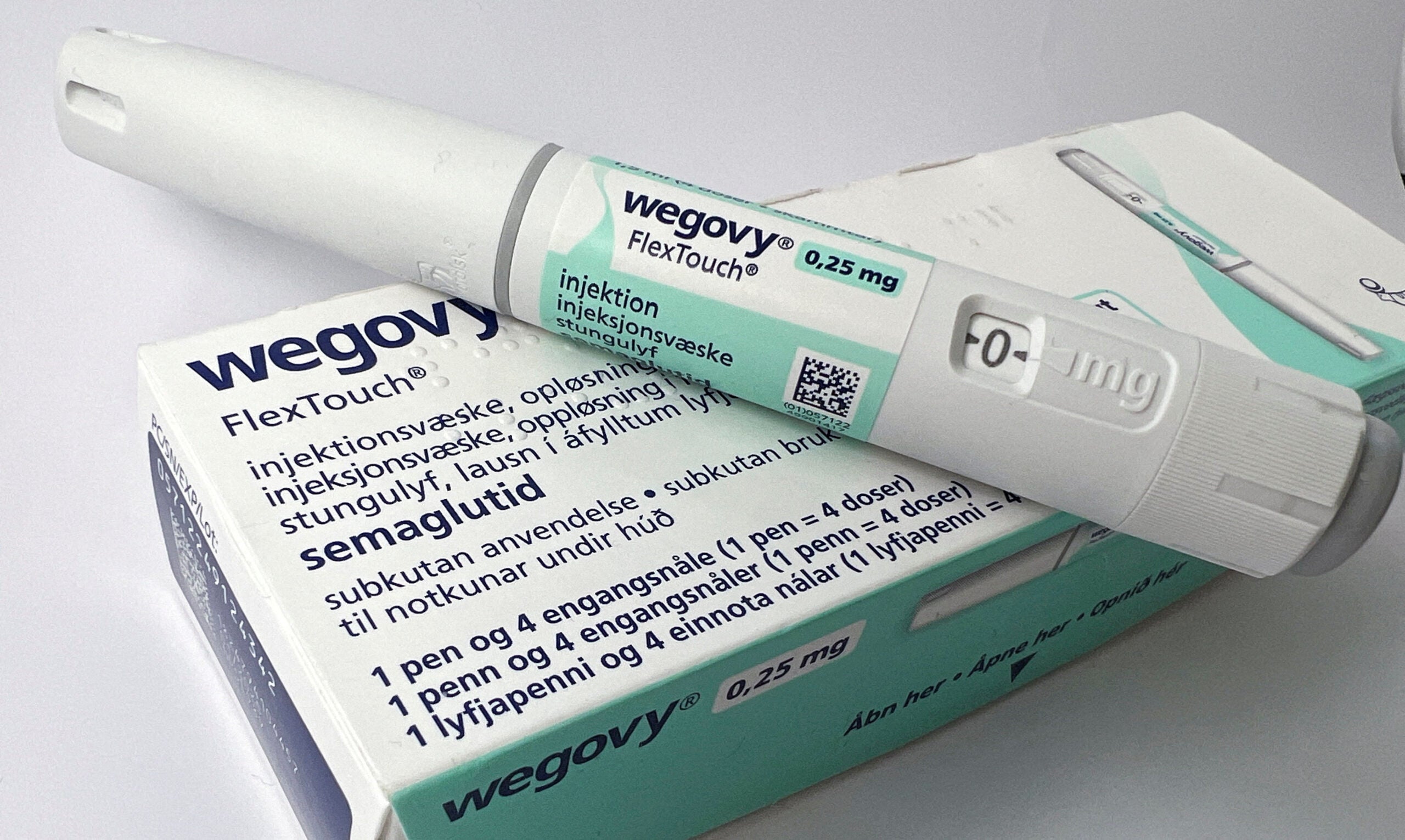 A 0.25 mg injection pen of Novo Nordisk's weight-loss drug Wegovy.