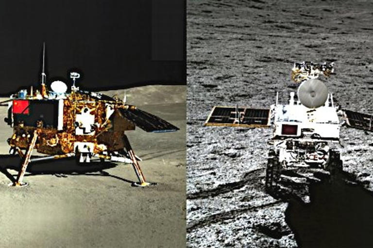 Chang'e 4 Lander and Rover on the moon. 