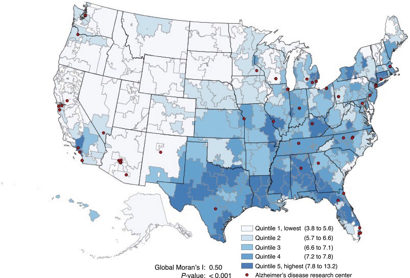 Geographic distribution of total older adults