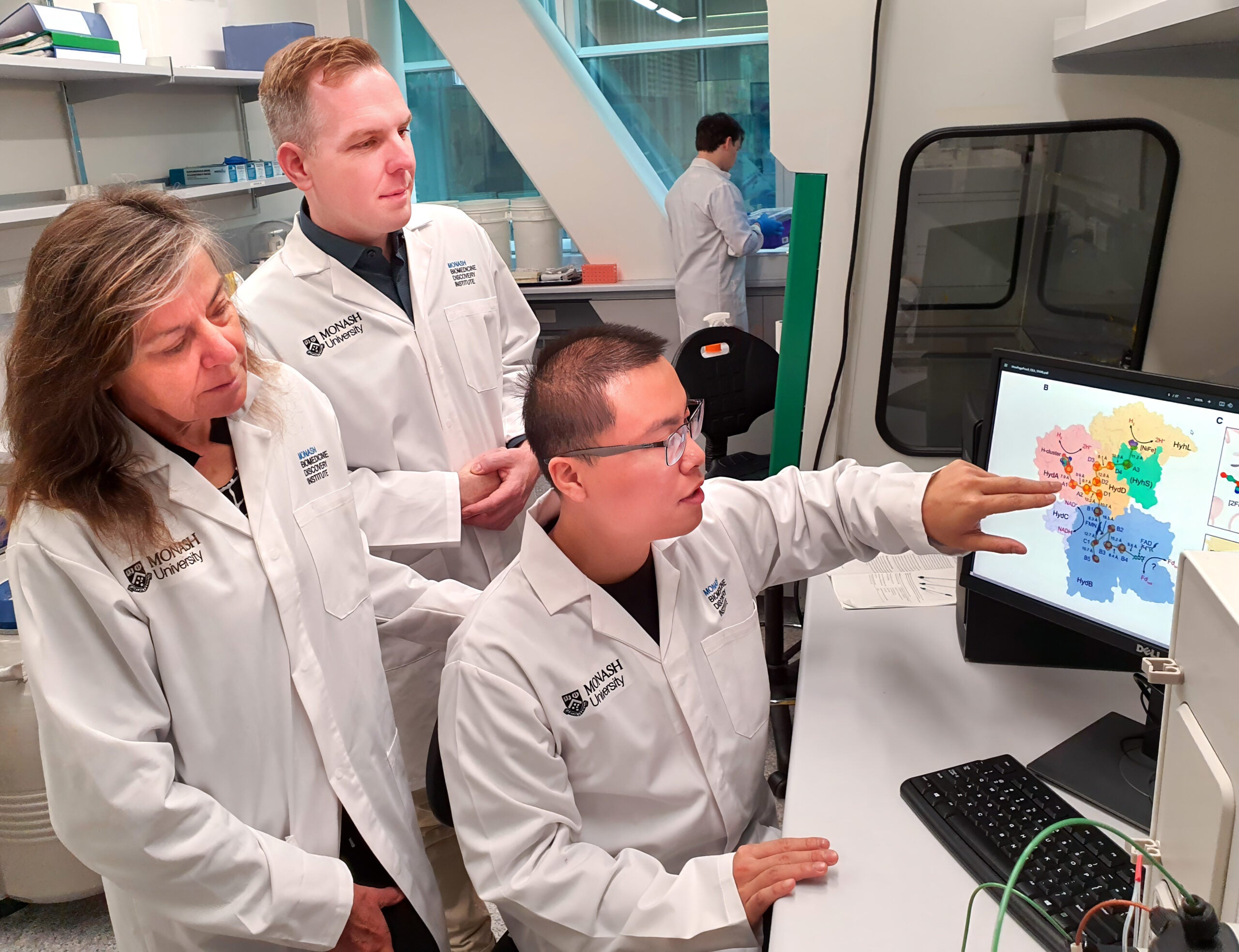 (L-R) Professor Jill Banfield, Professor Chris Greening and Dr Bob Leung