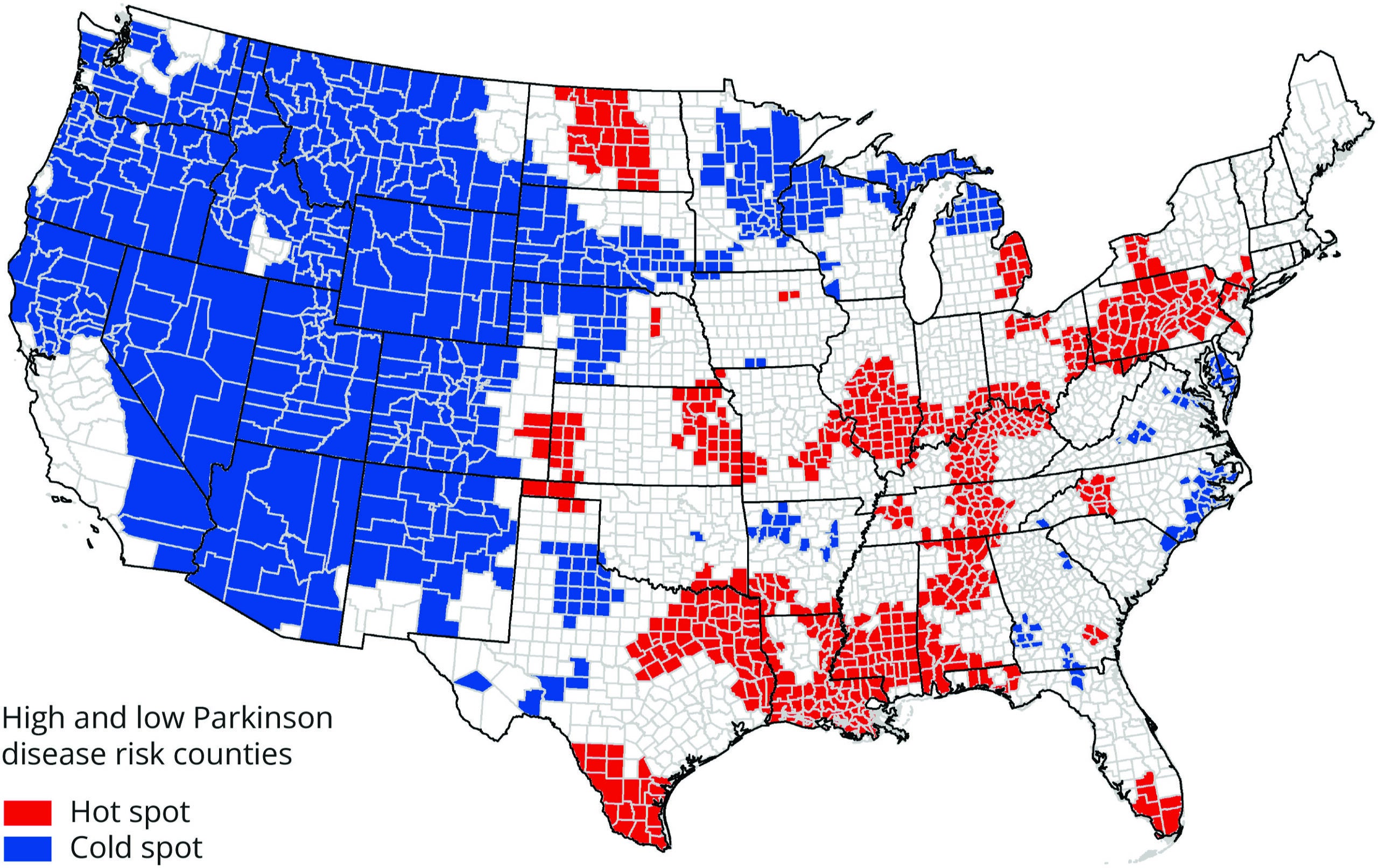 Parkinson Disease Risk Hot and Cold Spots