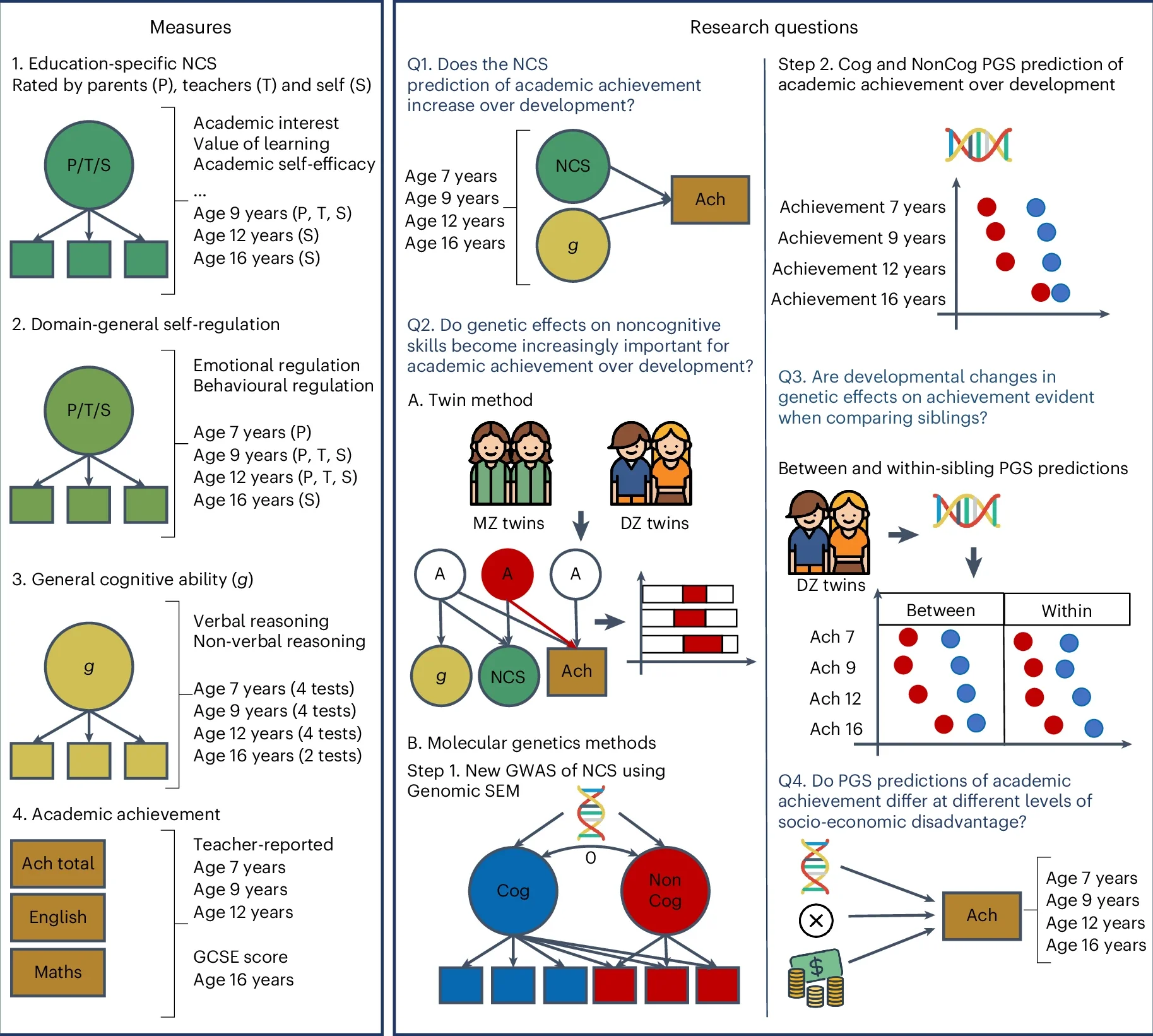 A visual summary of the measures, research questions and methods adopted in the present study.