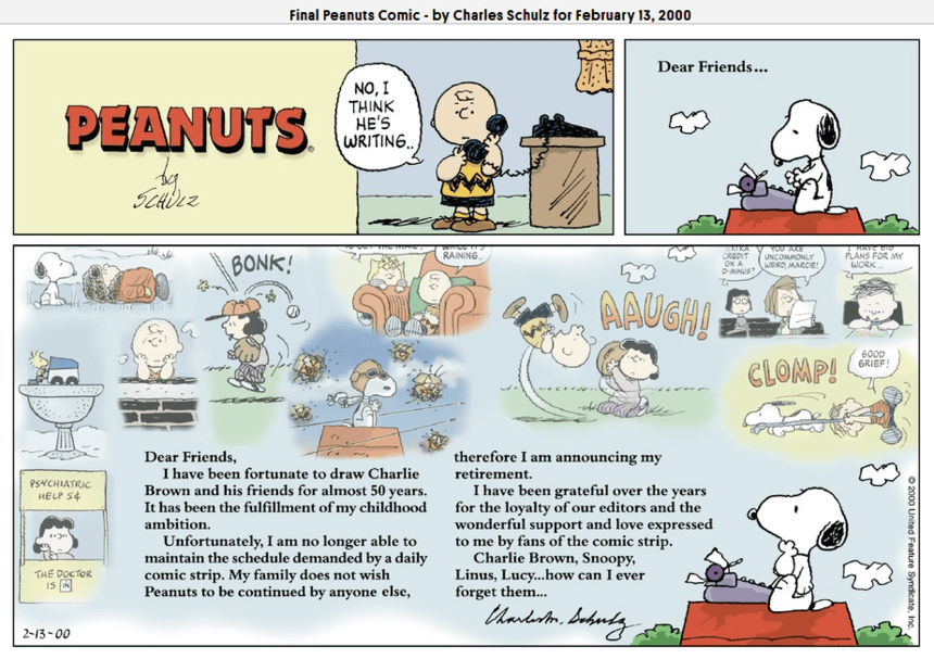 Although the last original "Peanuts" strip was published in 2000, the impact of Schulz's work has endured.