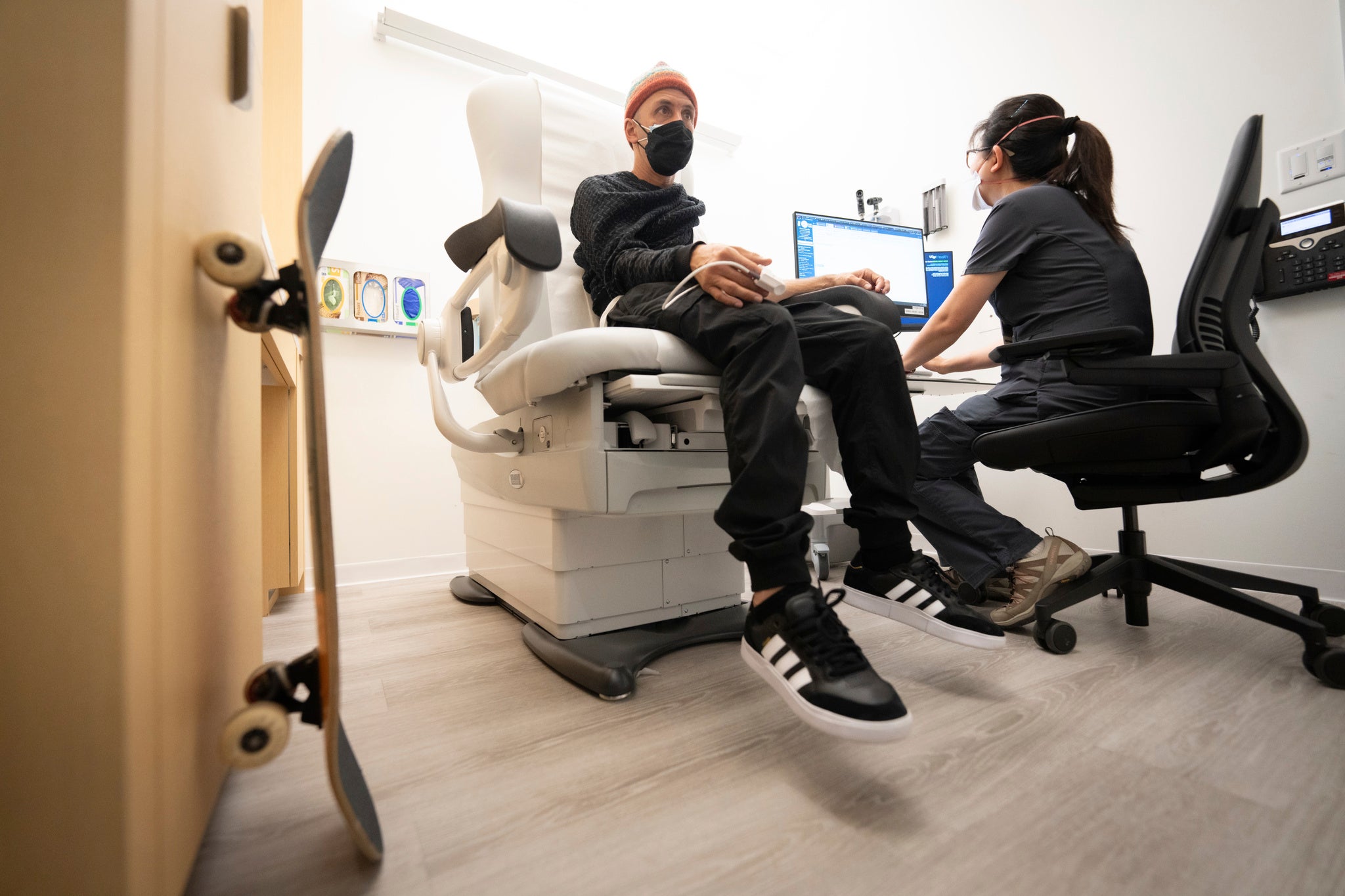 Shawn Connolly, gets his vitals checked at UCSF Mission Bay prior to his neurology appointment
with Dr. Nicholas B. Galifianakis, MD