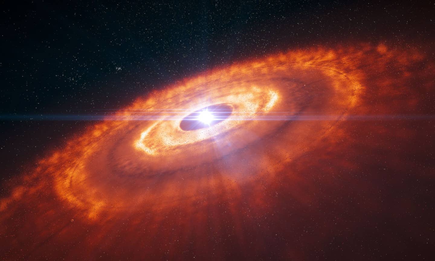 Artist depiction of a protoplanetary disk in which planets are forming.