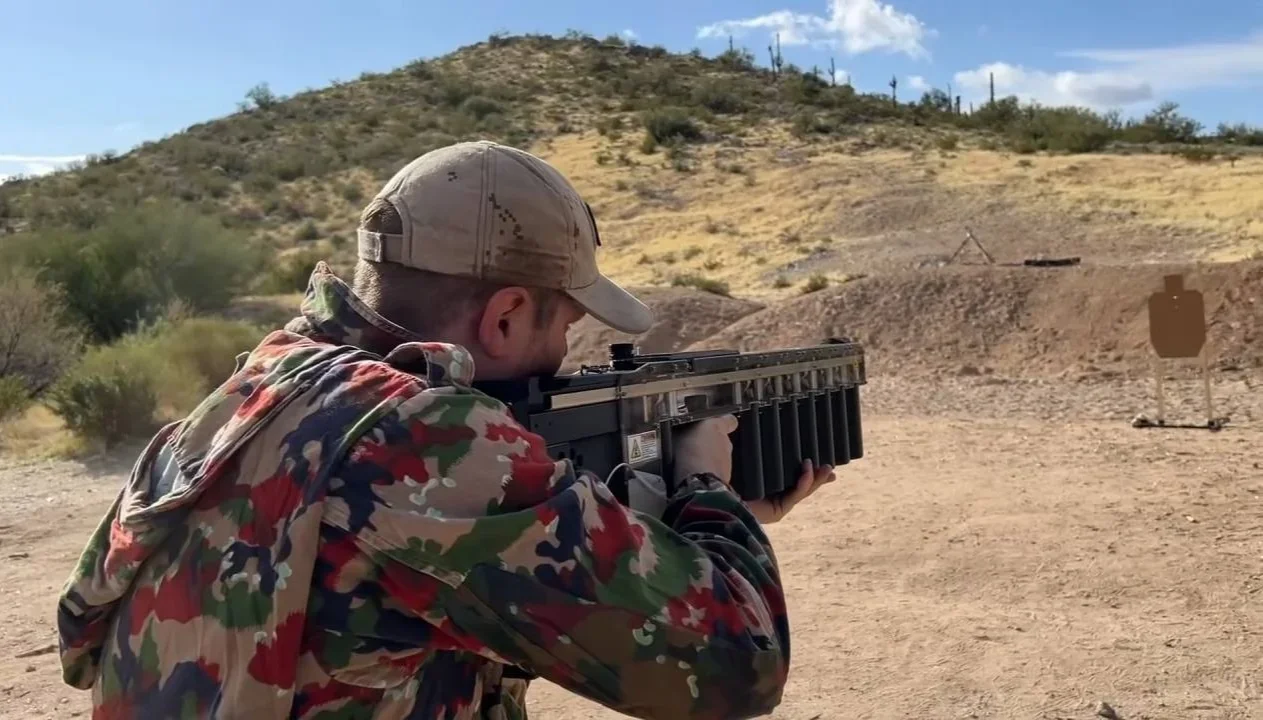 The Arcflash GR-1 Anvil in firing position at the range.