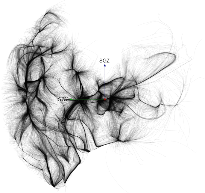 Streamlines constructed from the mean HMC velocity field.