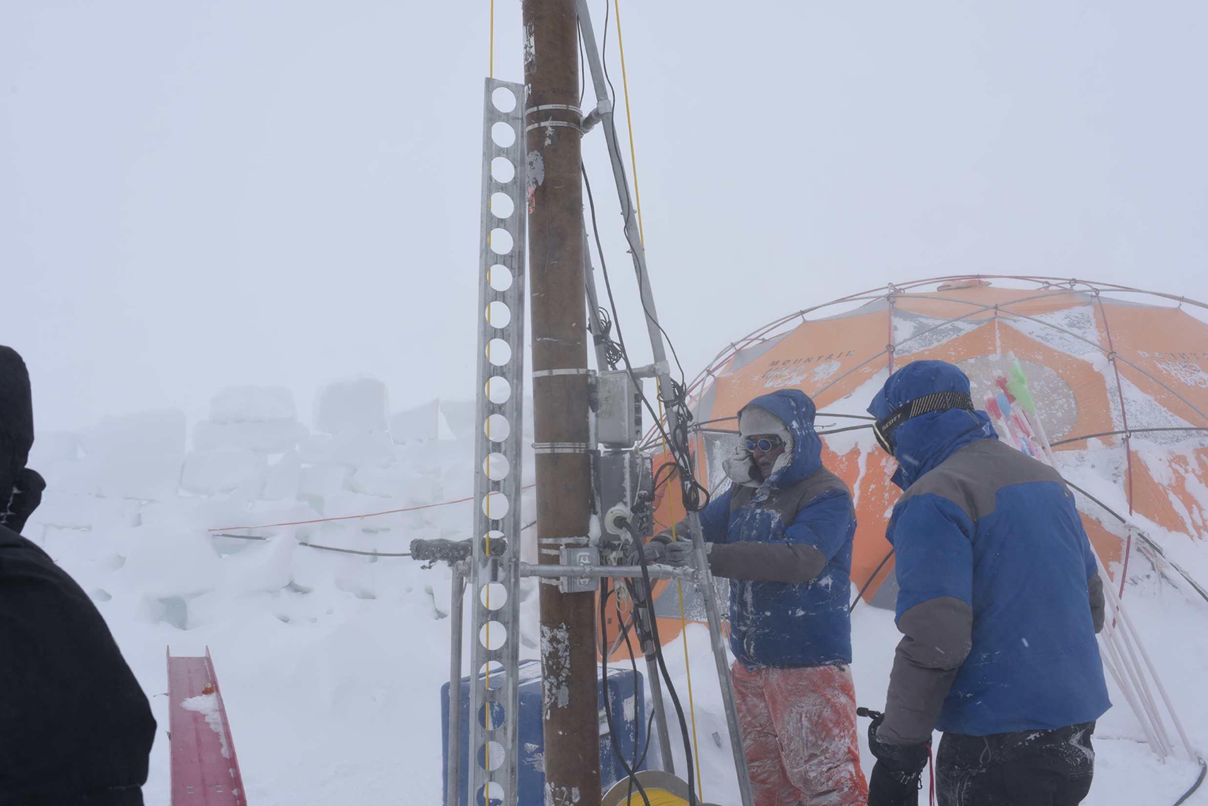 Drilling on the Guliya Glacier.