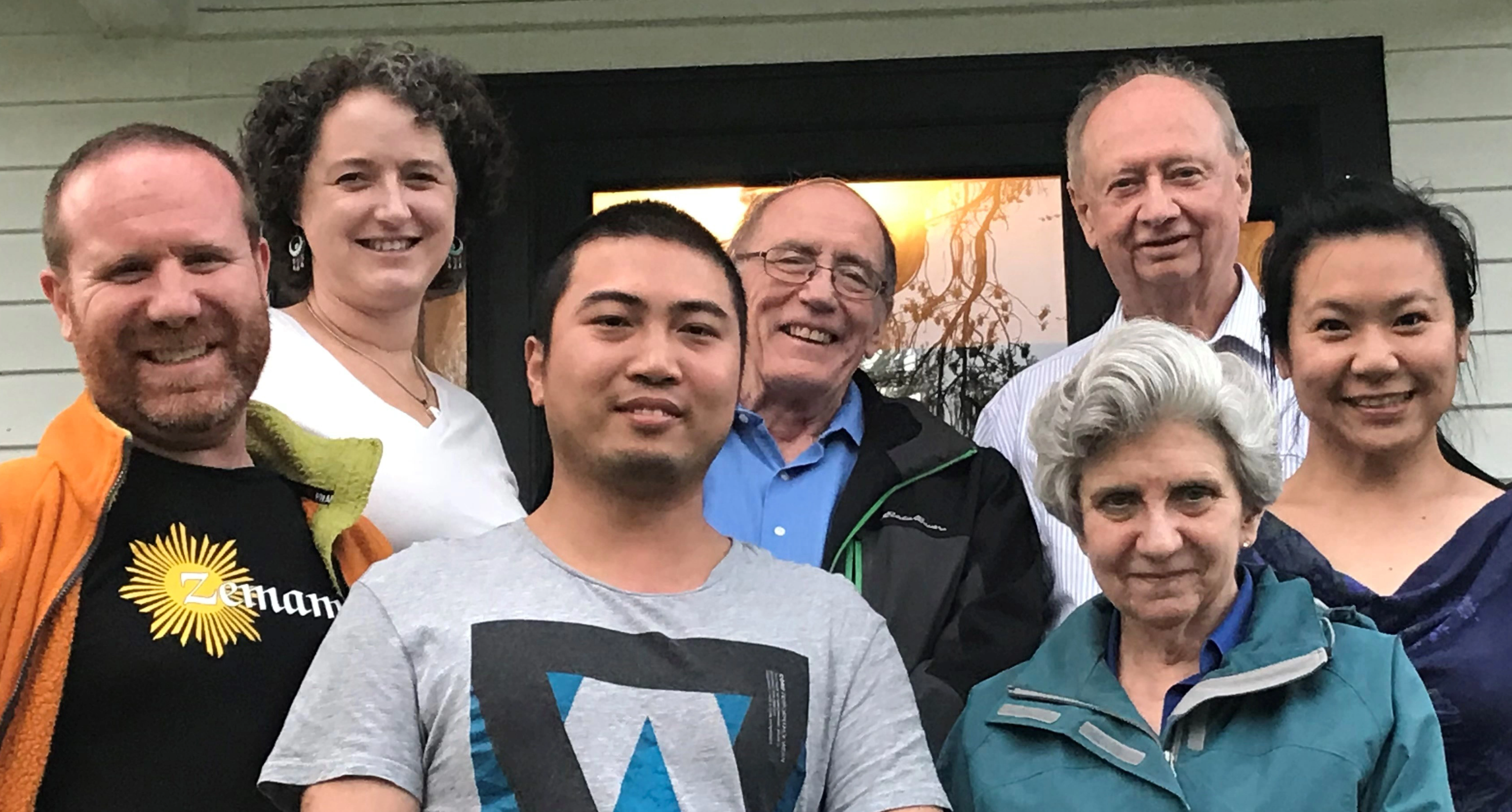 A meeting of our interdisciplinary team in 2018 (from left to right: Matthew Sullivan, Virginia Rich, Zhi-Ping Zhong, Lonnie Thompson, Ellen Mosley-Thompson, James Van Etten, and Yueh-Fen Li).