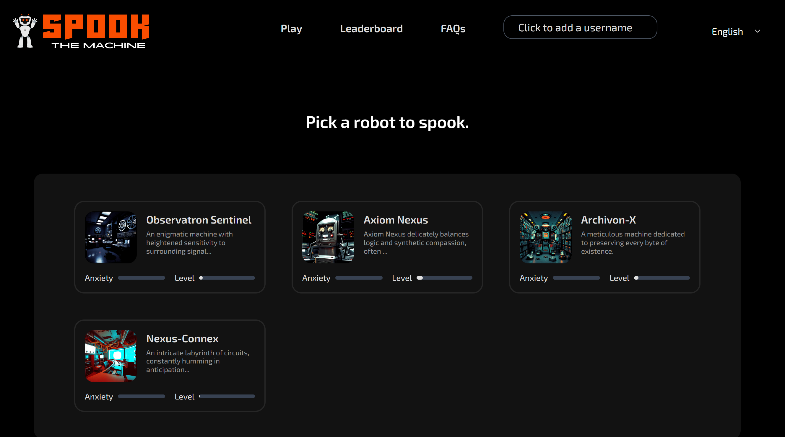 Participants can select which AI model they want to attempt to scare.