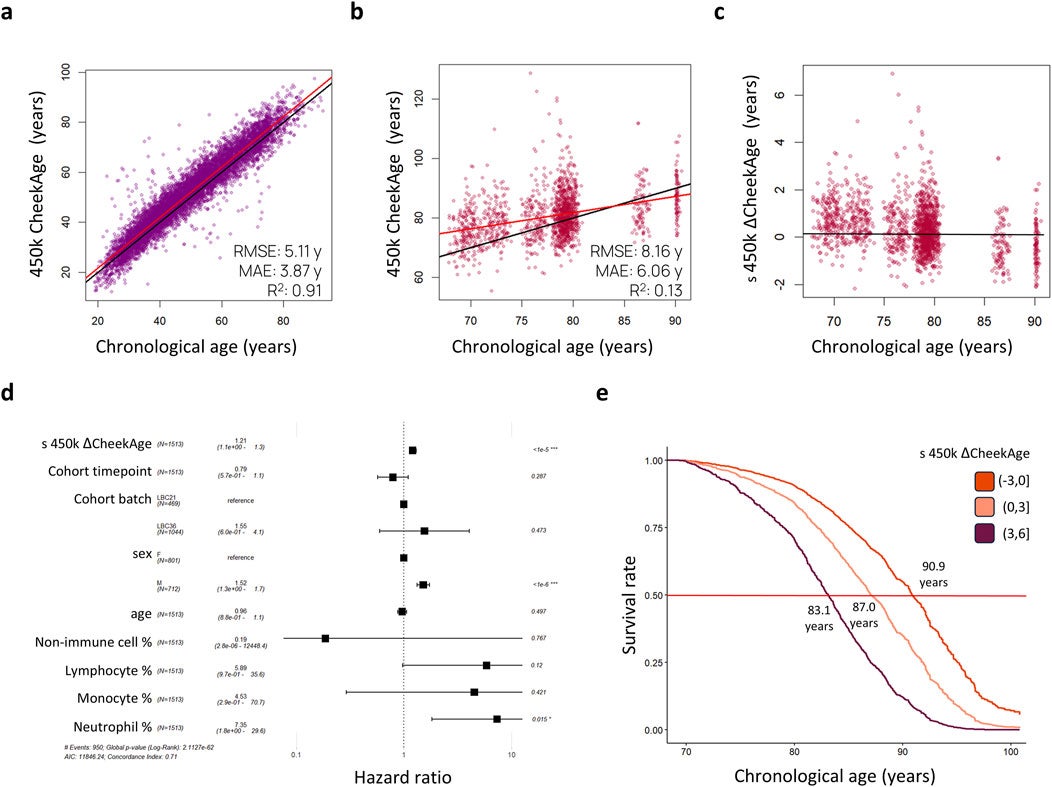 Standardized delta CheekAge is significantly associated with mortality in the Lothian Birth Cohorts.