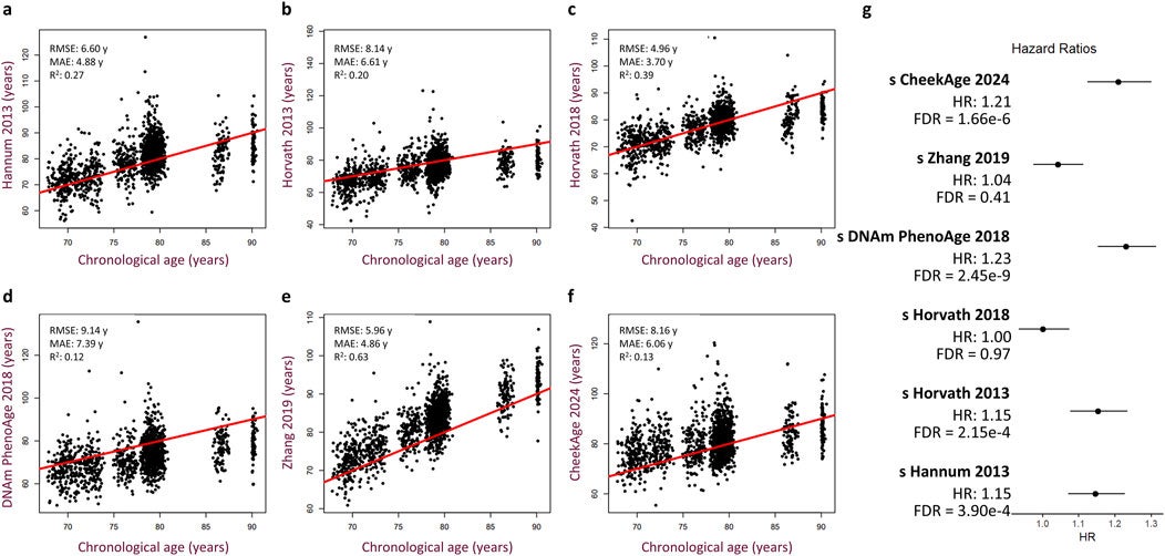 Performance of other published epigenetic age clocks in the Lothian Birth Cohorts.