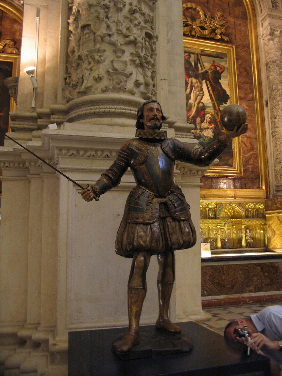 Christopher Columbus statue at the Seville Cathedral.