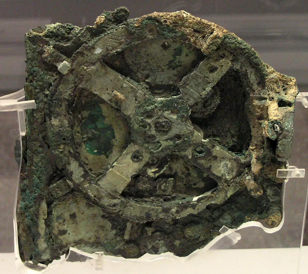 Fragment A, the largest surviving gear in the mechanism, which measures about 5.1 inches in diameter and resides in the National Archaeological Museum in Athens, Greece