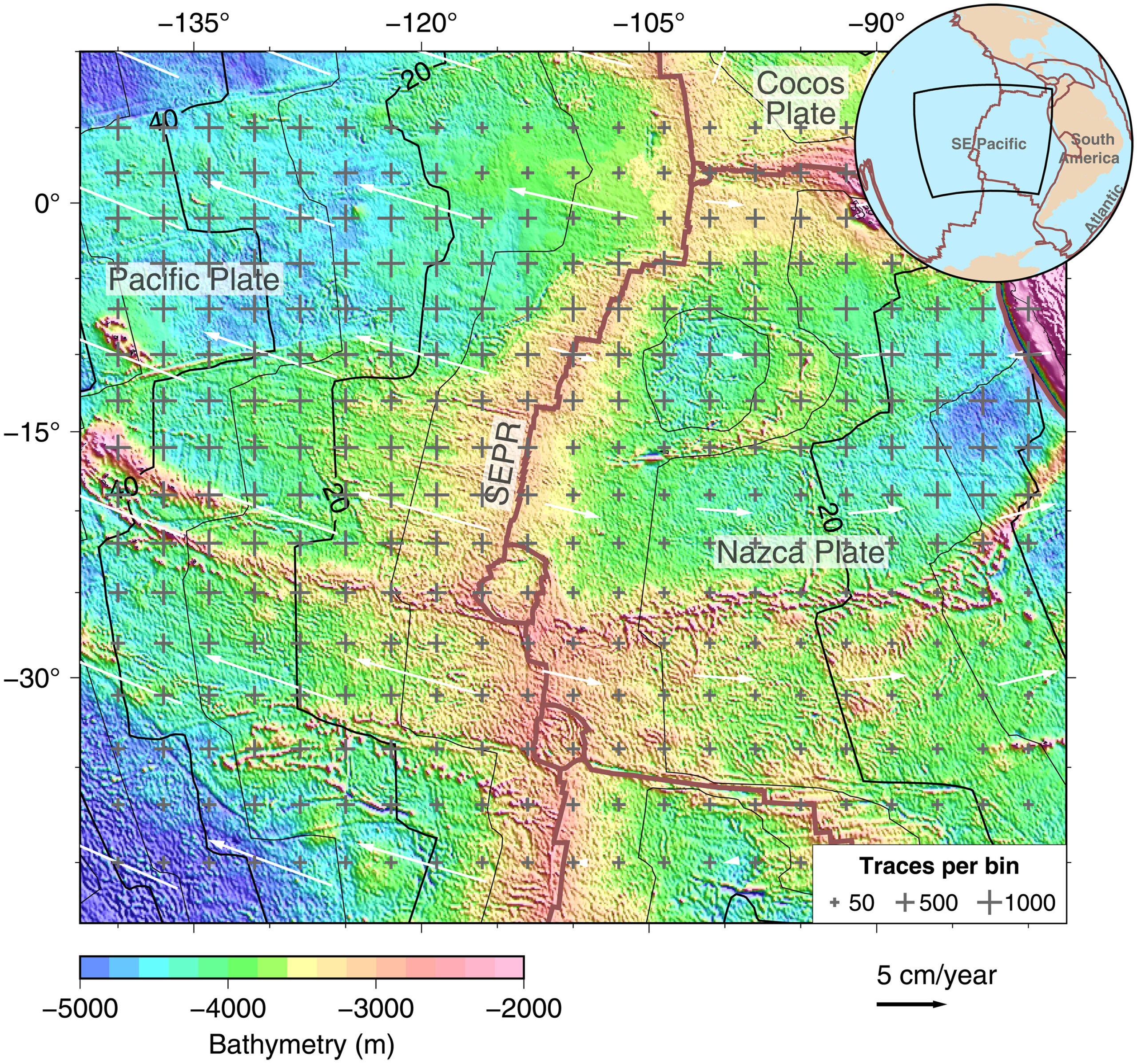 Topography and tectonics of the SEPR and its surrounding oceans.