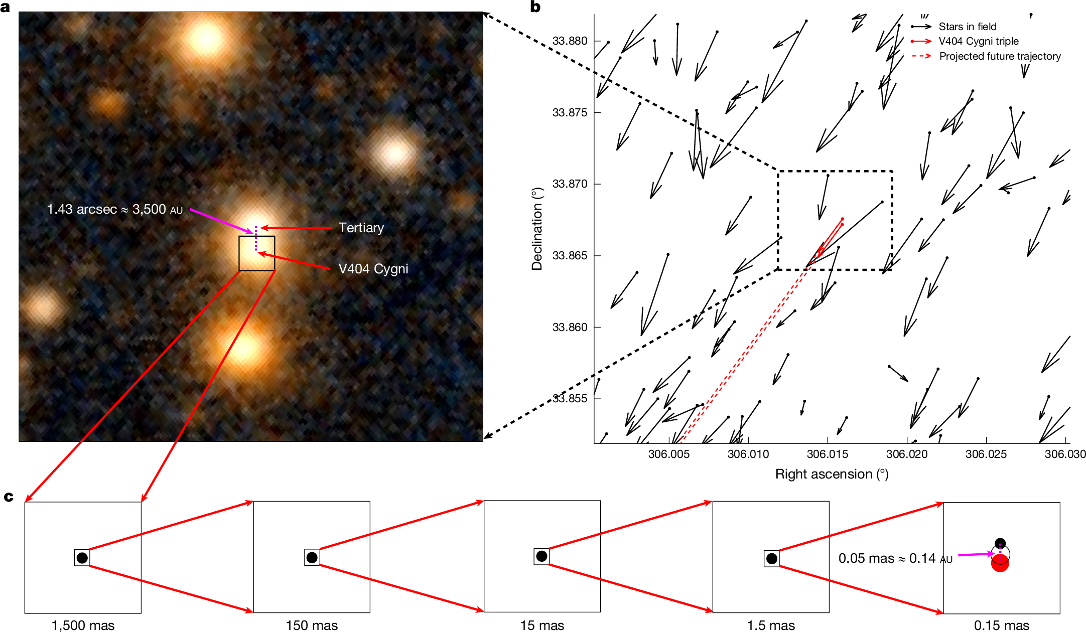Astrometric configuration of V404 Cygni.
