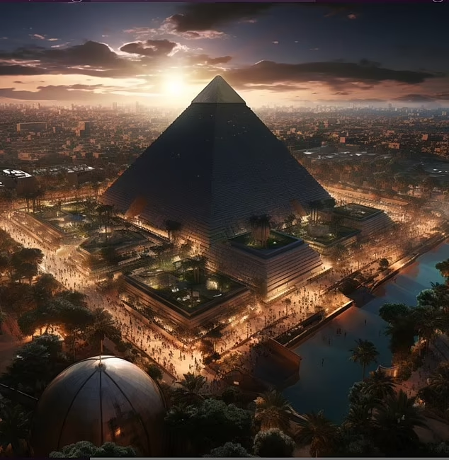 AI has resurrected the Great Pyramid in its original glory, restoring the gleaming white limestone that once adorned its surface.