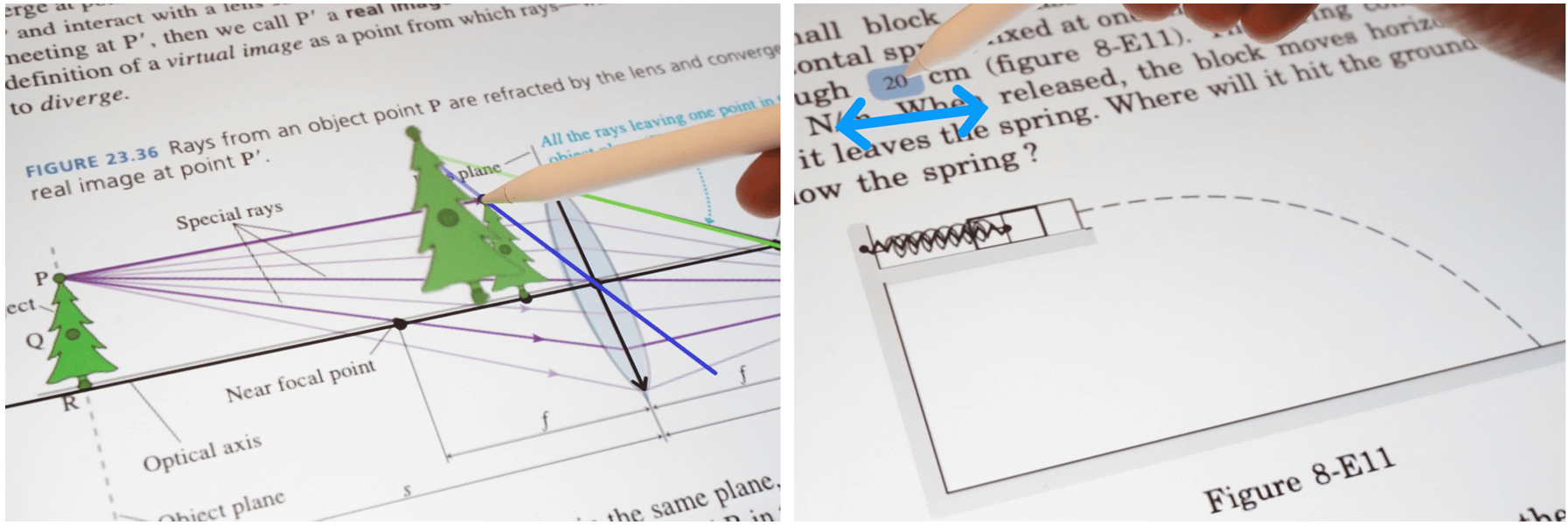 Augmented Physics is a machine learning-integrated authoring tool to transform static physics diagrams into embedded interactive simulations for various topics, such as optics, kinematics, pendulum, and electric circuits.