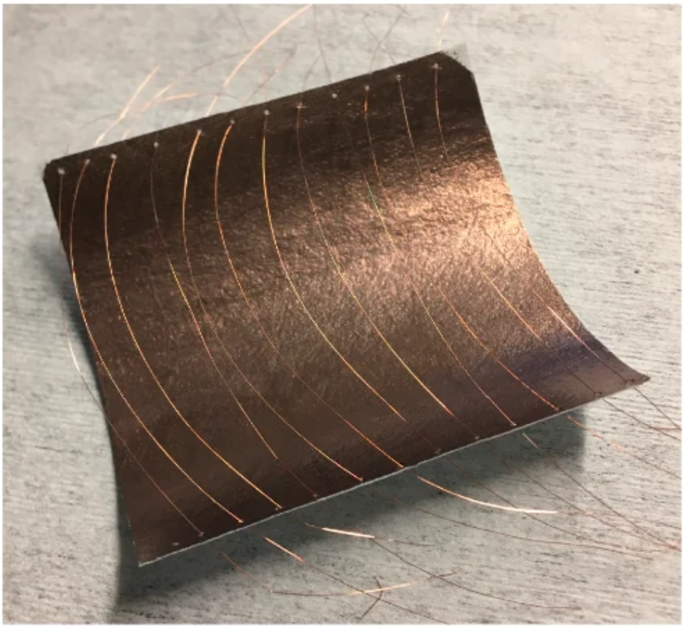 Image of a 14 cm2 wire HCGDE electrode showing the sewn wires.