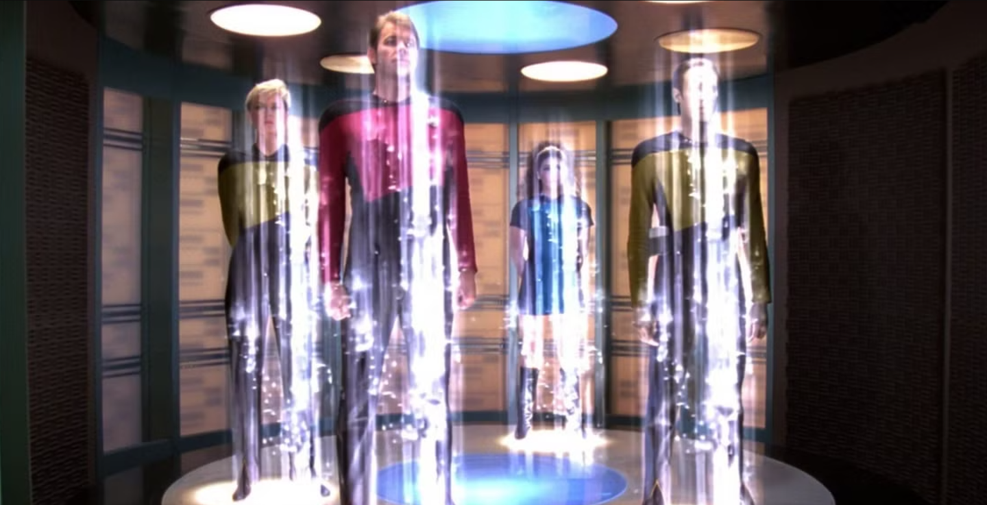 Star Trek teleportation.  Star Trek teleportation.
