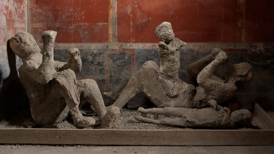 It's believed that two of these bodies belonged to a mother with a child astride her hip, but genetic analysis has shown it's an unrelated adult male with a child. 