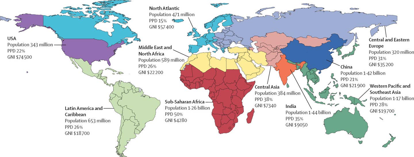 Commission on Investing in Health regions with basic statistics