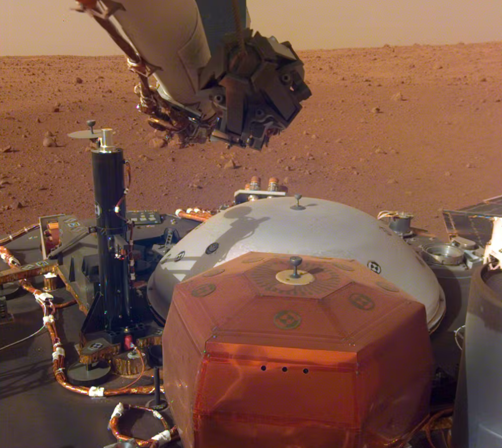 The InSight lander was equipped with a seismograph designed to detect and measure marsquakes and other surface vibrations on Mars.