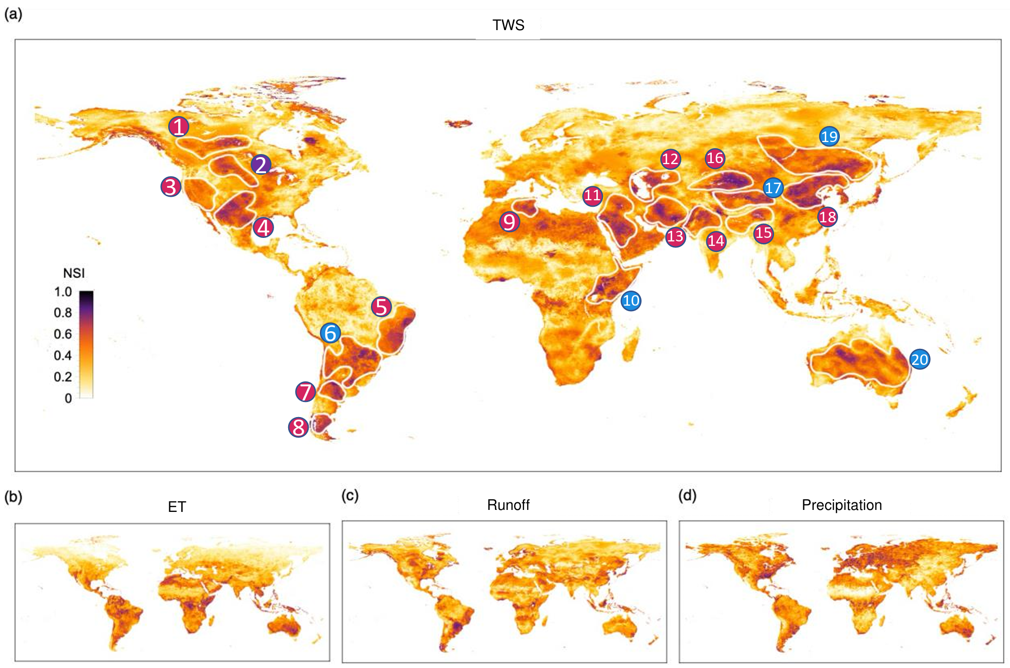 Global nonstationarity in land water fluxes and precipitation.