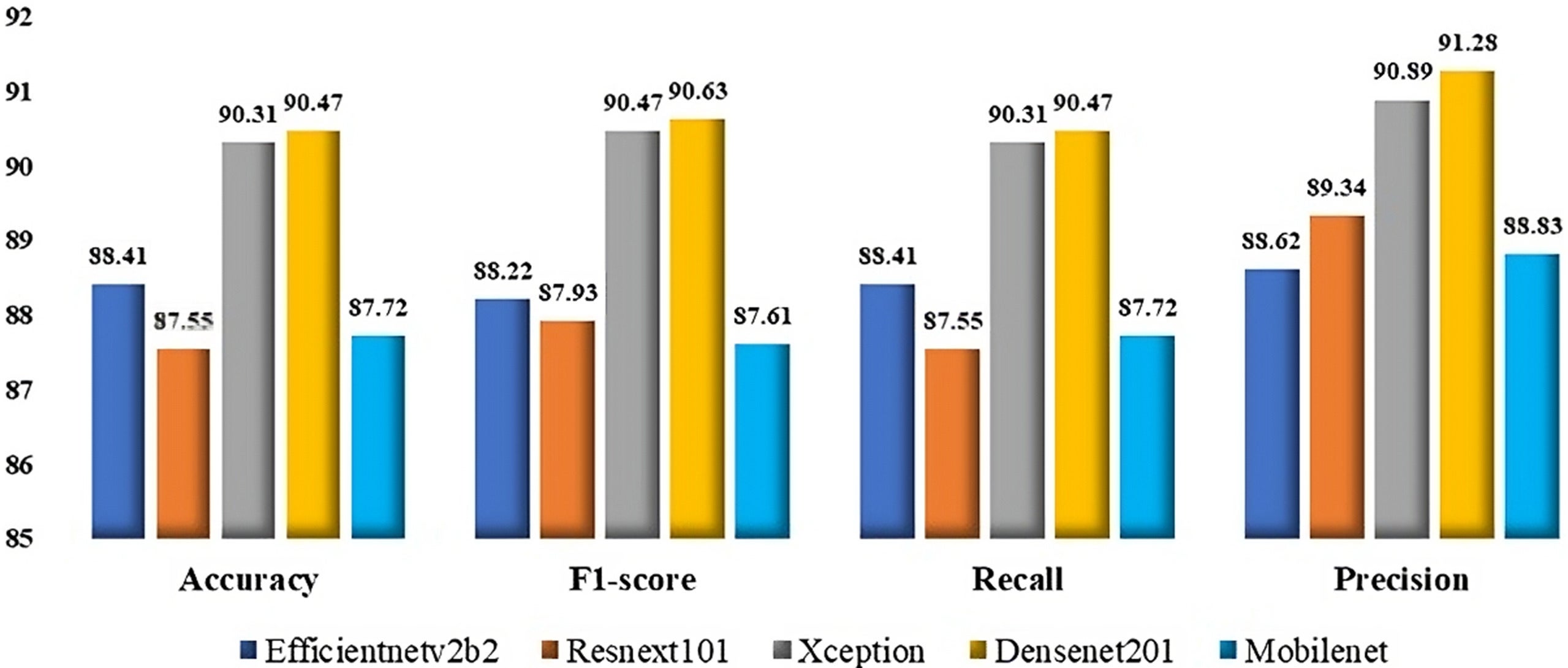 Performance of the individual models without TTA