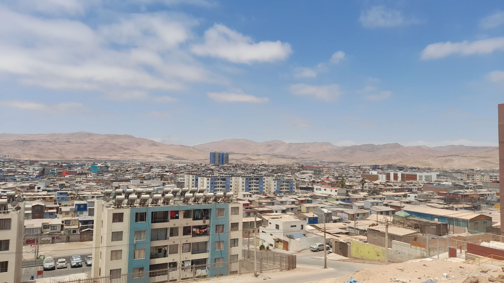 Panoramic view of Alto Hospicio, a fast-growing municipality located in the hyper-arid Atacama Desert.