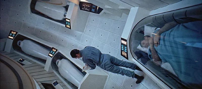 Cryonics chambers in 2001: A Space Odyssey (1968).