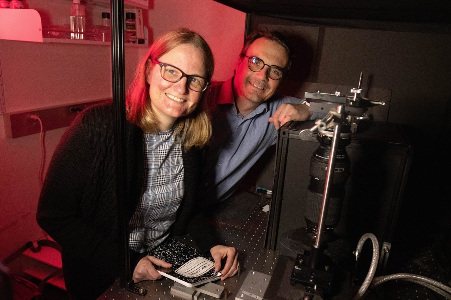 Jennifer Prescher (left) and Andrej Lupták collaborated on developing a new technique for attaching bioluminescent molecules to RNA which enables it to be tracked in real time as it moves throughout the body. The breakthrough promises to be beneficial in a wide range of health applications such as detecting viruses to mapping memories in the brain.