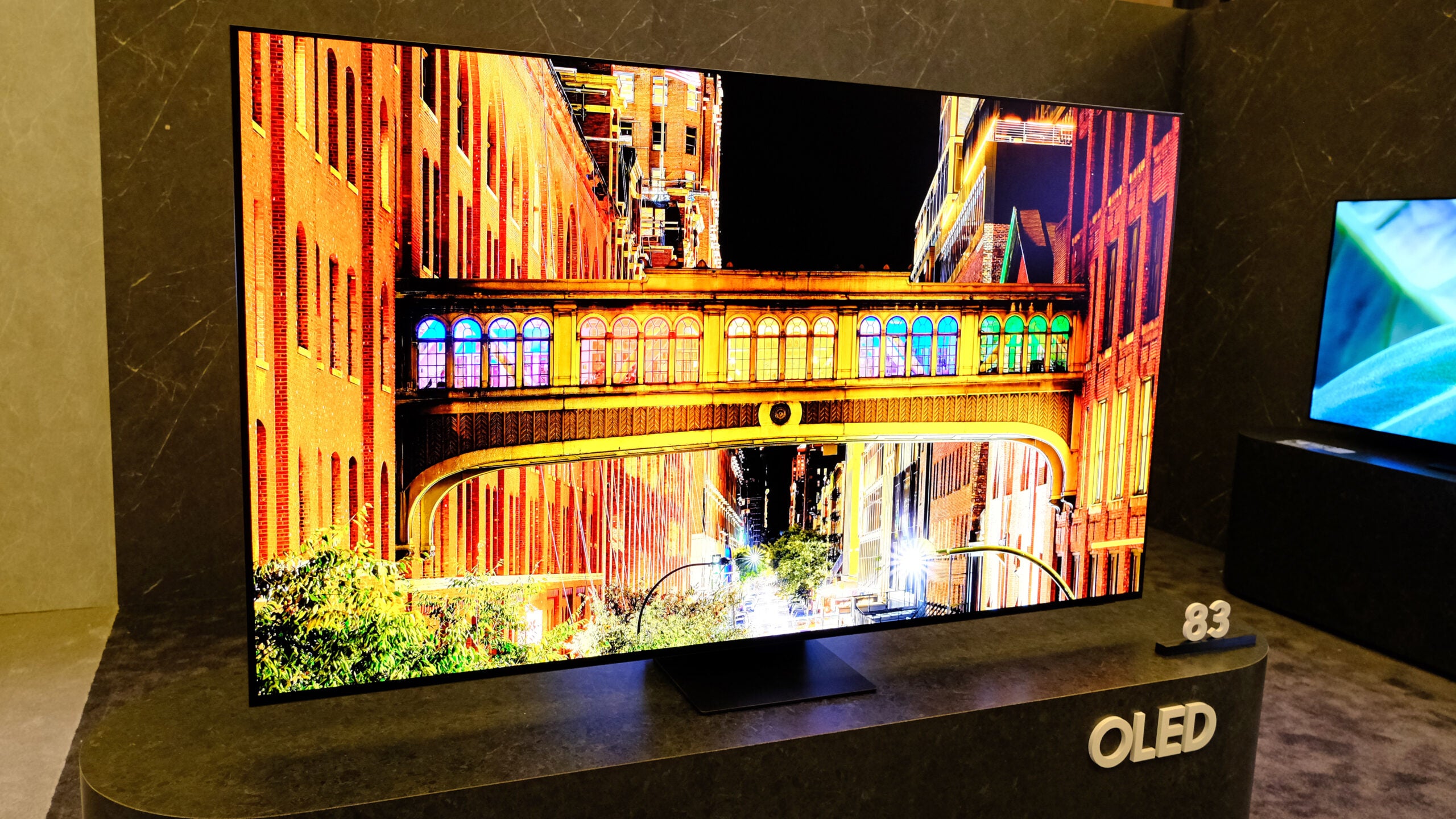 The Samsung S95F flagship OLED TV, on display at CES 2025.