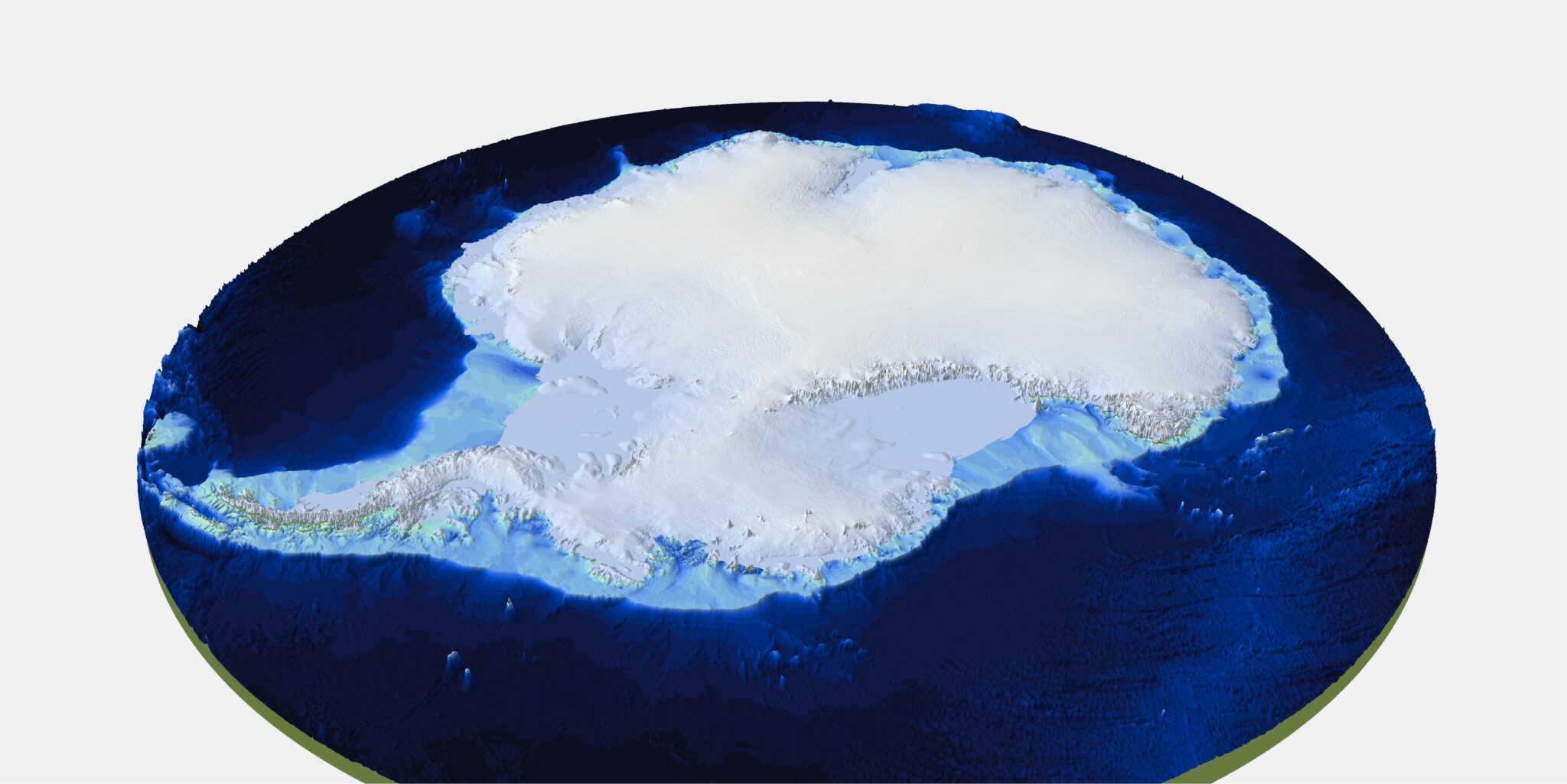 Removing the 27 million cubic km of ice that covers Antarctica, the hidden locations of the tallest mountains are revealed. From Bedmap3 updated ice bed, surface and thickness gridded datasets for Antarctica.