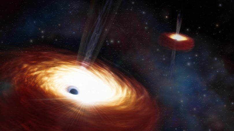 Artist’s impression of supermassive black holes. 