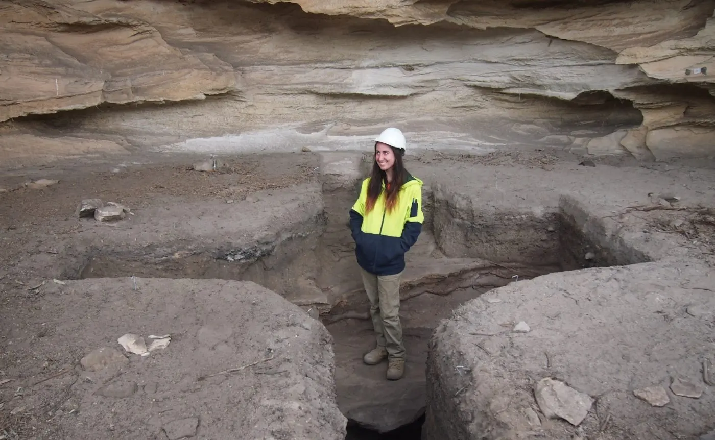 Eboni Westbury on an archaeological dig in New South Wales.