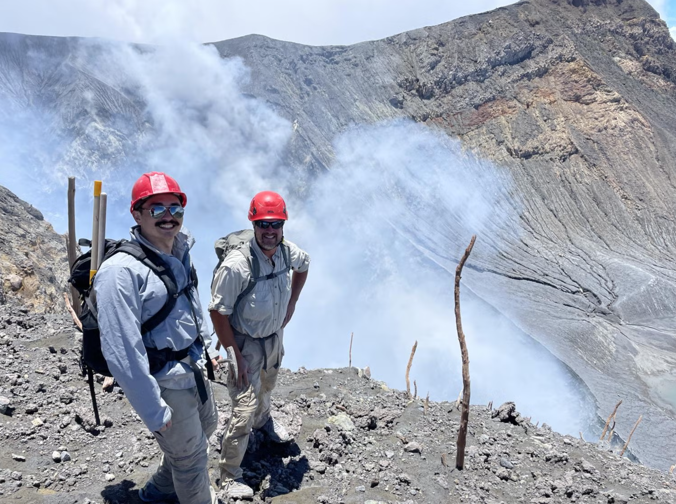 Justin Wang, left, and Brian Hynek, right, at Turrialba Volcano in Costa Rica.