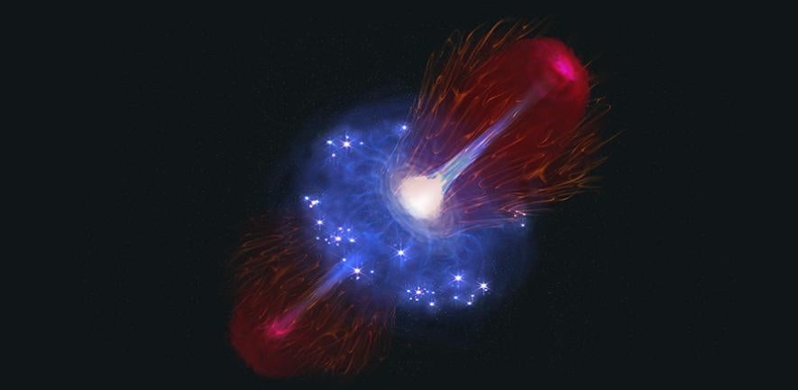 Artist’s impression of a black hole during one of its short periods of rapid growth.