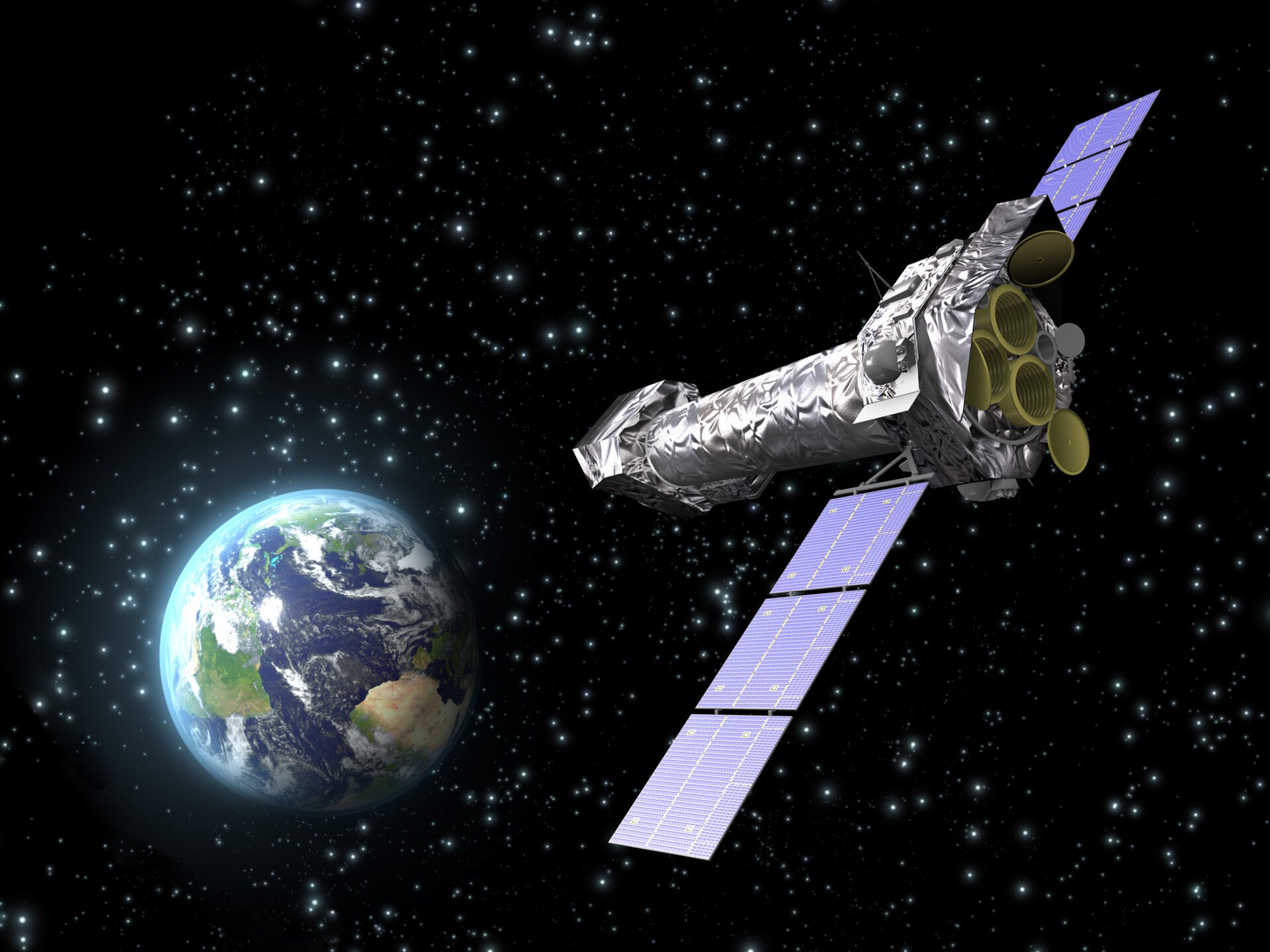 An artist's impression of XMM-Newton. 