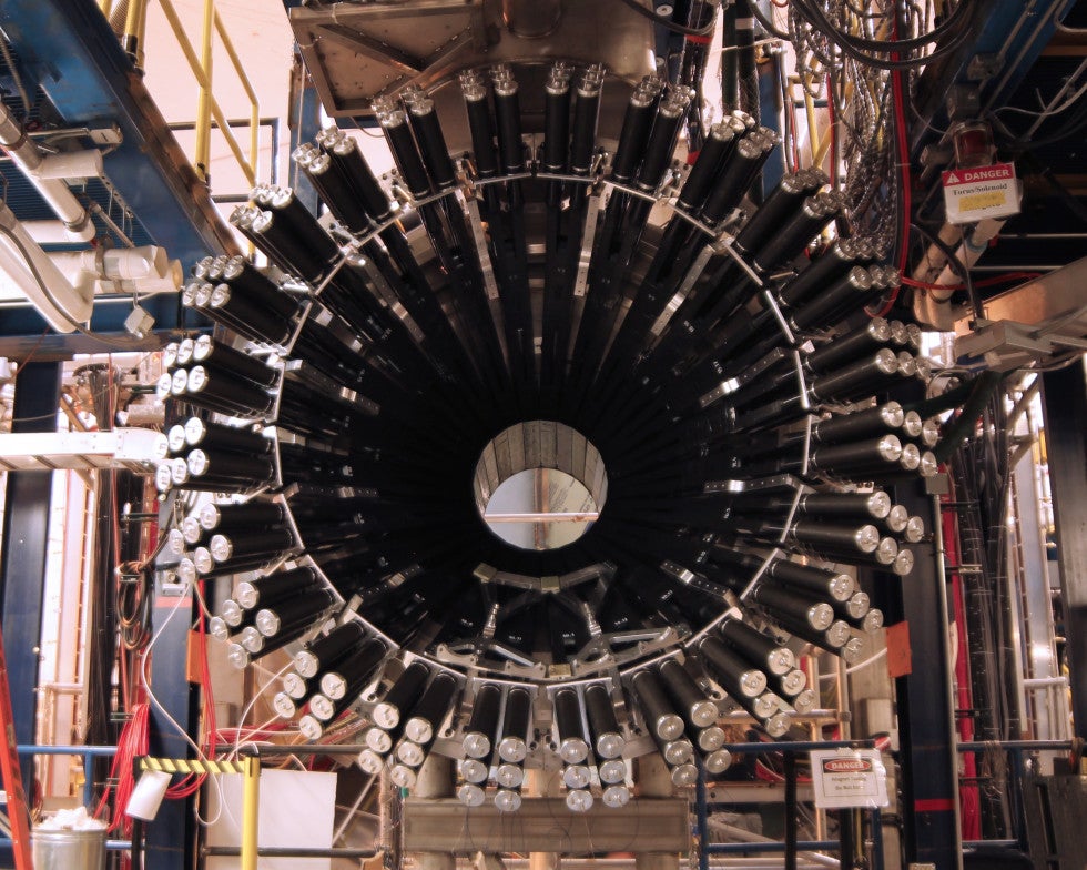 The Central Neutron Detector installed in Experimental Hall B. Silvia Niccolai and her team at the Laboratory of the Physics of the two Infinities Irène Joliot-Curie (IJCLab), a joint research unit of CNRS in Orsay, France, Paris-Saclay University, and Paris-City University, began constructing the detector in 2011 with funding from the French National Institute of Nuclear and Particle Physics. 