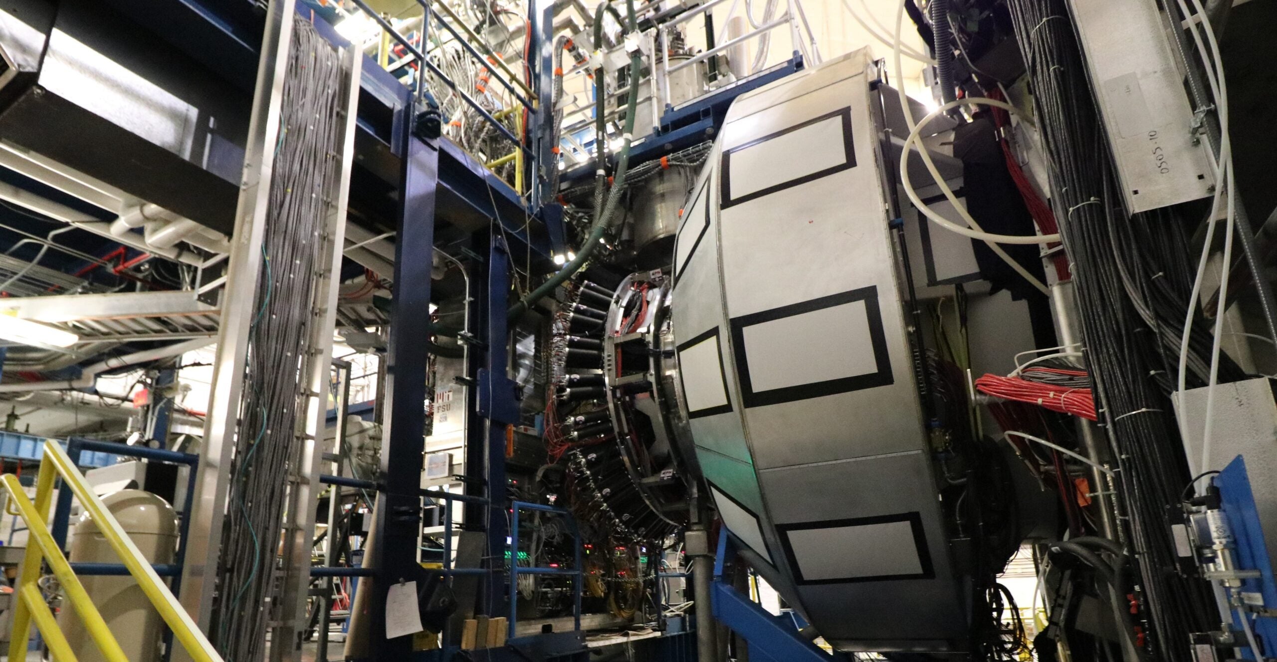 Side view of the Central Neutron Detector installed in Experimental Hall B's CLAS12.