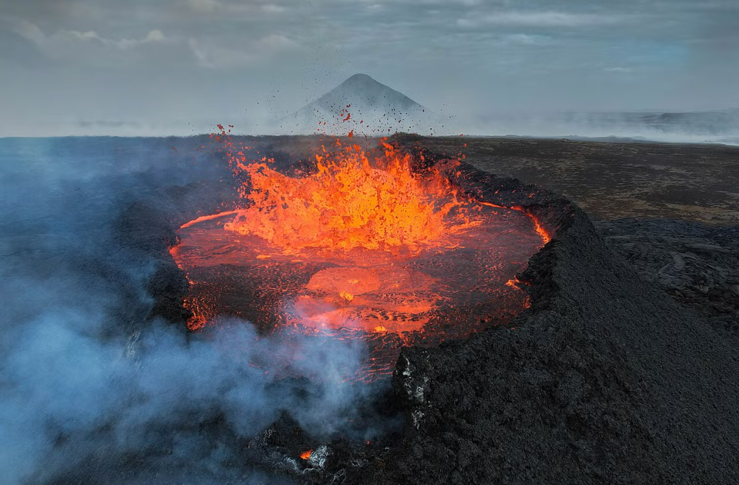 Fagradalsfjall volcano erupts in Iceland in 2023.