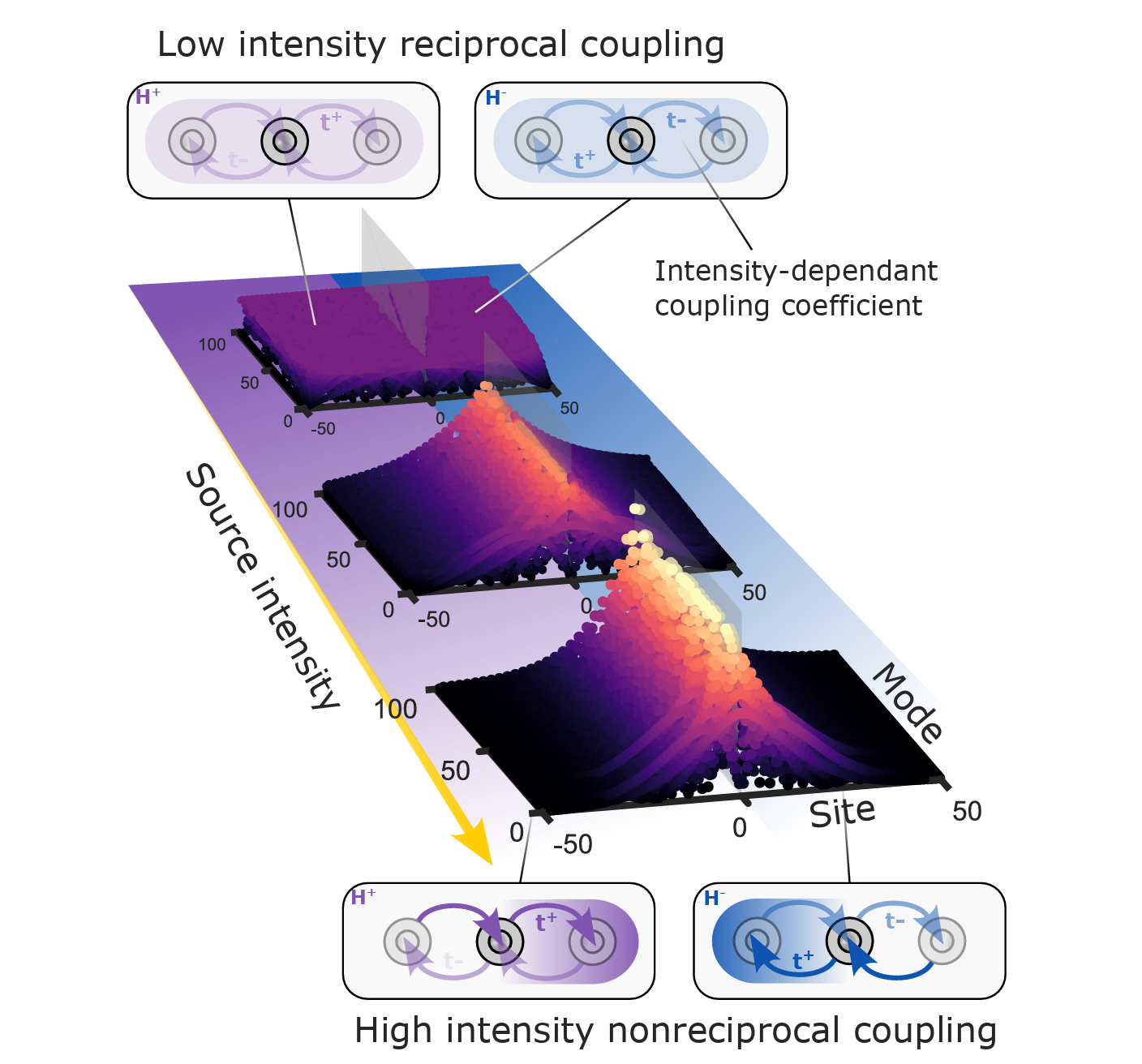 Nonlinear non-Hermitian skin effect: Eigenmode distribution in a finite chain.
