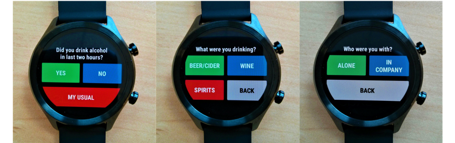 Example smartwatch microinteraction-based ecological momentary assessment (μEMA) application questions.