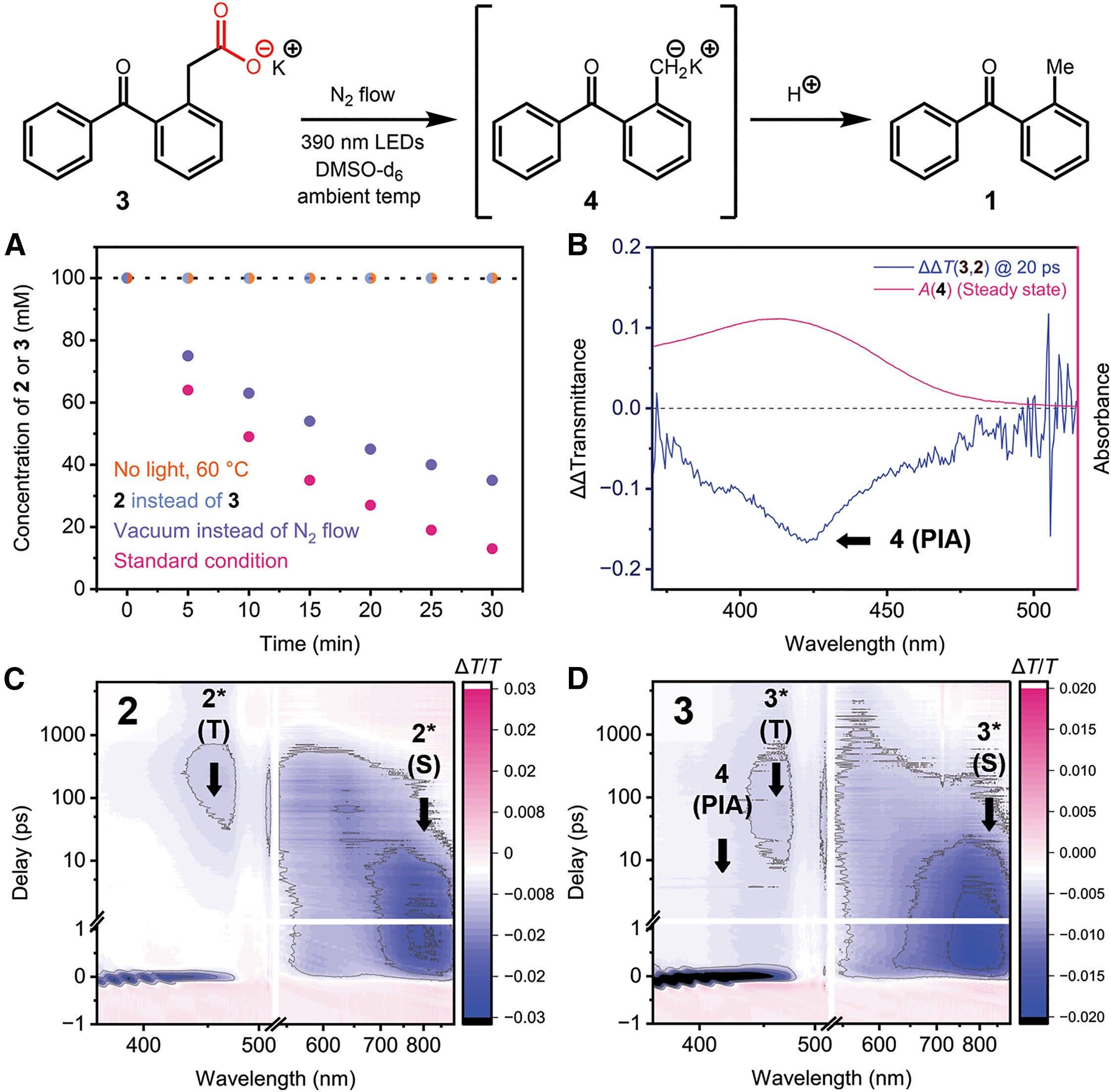 Optimization and spectroscopic investigation of the oxidative decarboxylation of CO2-adduct 2 or 3